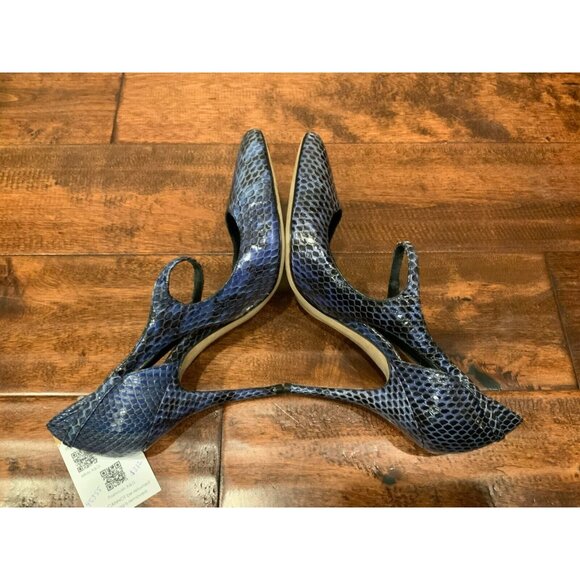 Alexander Wang Blue Leather Snakeskin Pointed Toe Stiletto Heels, Size 8.5/38.5 - Picture 7 of 9
